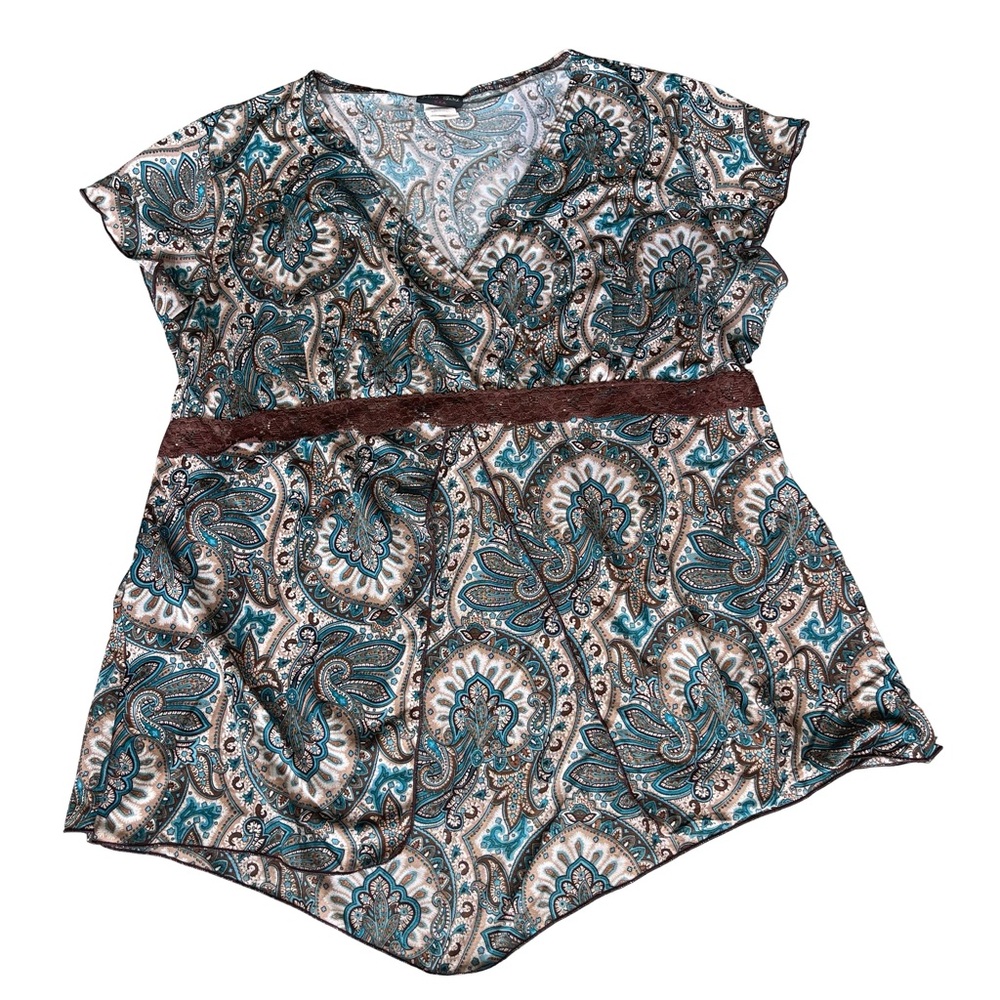 Julie's Paisley Babydoll Top 3X